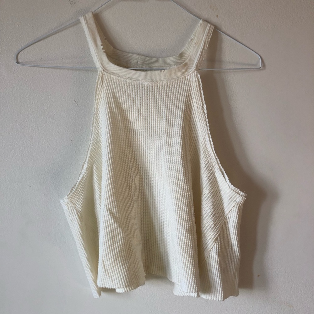 ❤️3for $20 BDG Urban Outfitters UO Sleeveless Ivory Ribbed Tank Top Tee Size SP